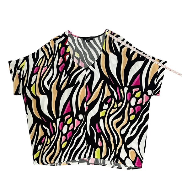 Toxik3 Women's Abstract Print Relaxed Fit Blouse Sz L Bold Artsy Statement Top - Picture 8 of 11
